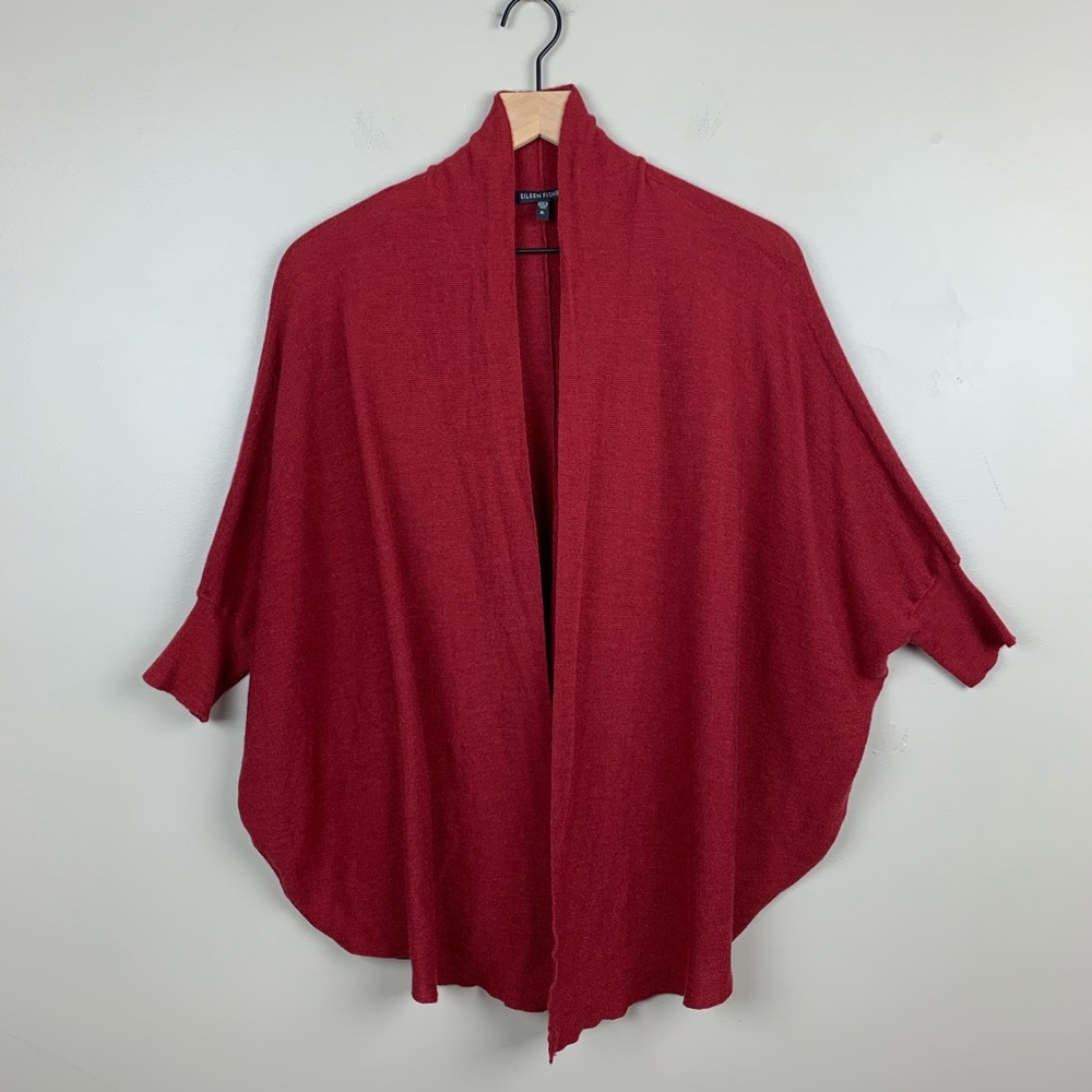 Eileen Fisher red size X1 poncho style cardigan
